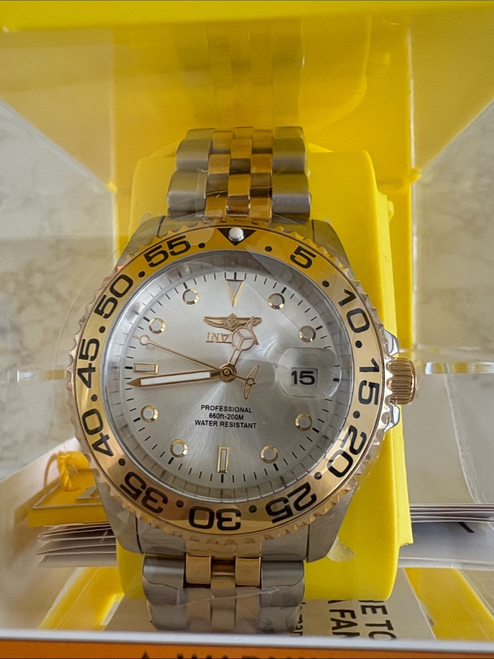 Invicta Two-Tone Silver and Gold Bracelet Watch with White Dial